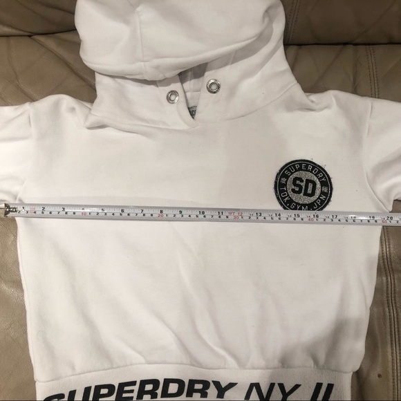 SUPERDRY cropped hoodie white size S - Picture 5 of 5